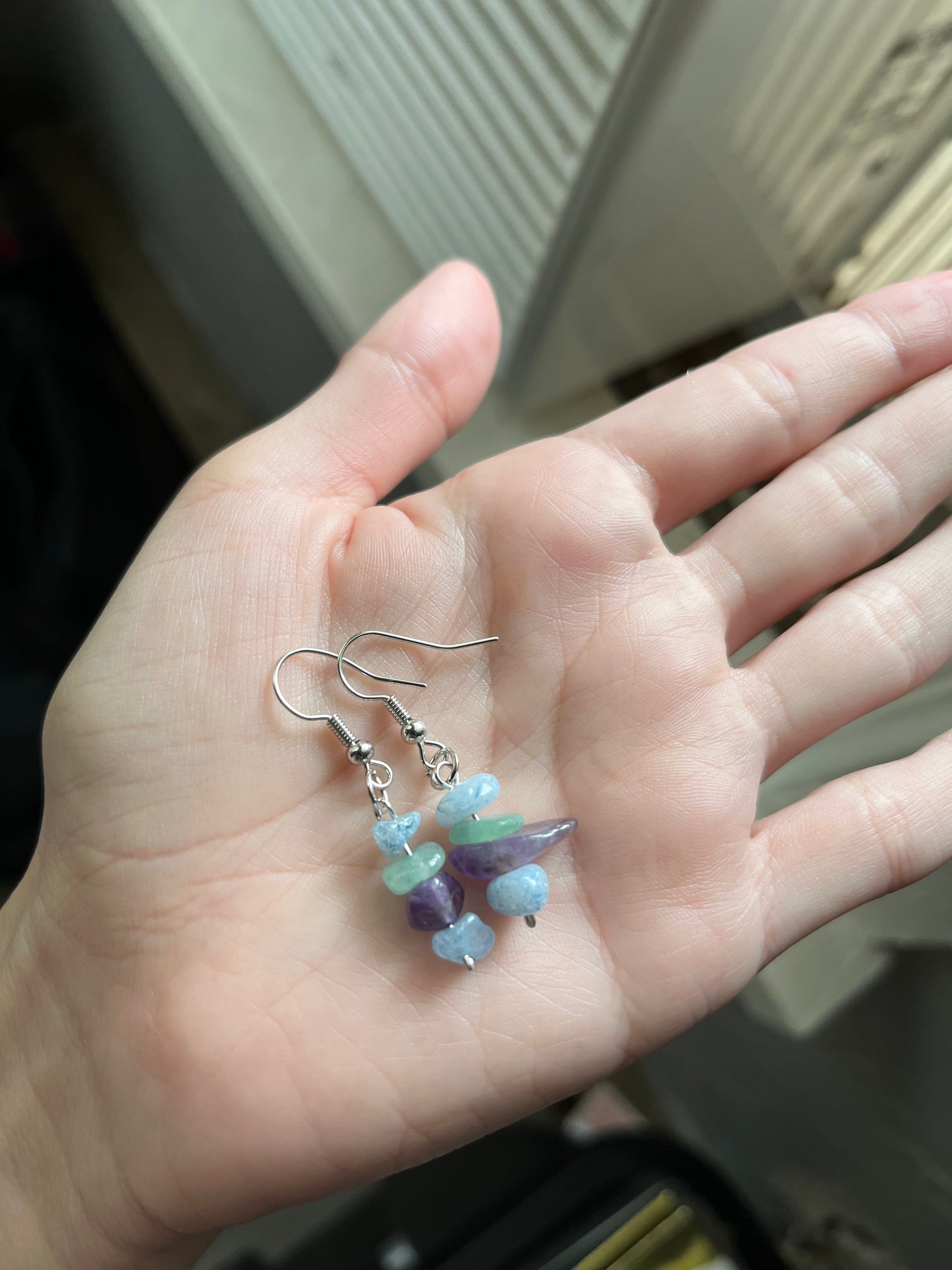 Light blue, green, & purple.
